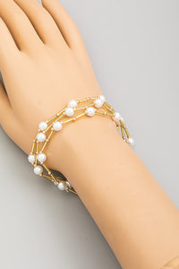 Assorted Tube Bead Pearl Bracelet Set