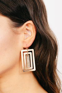 Brushed Triple Rectangle Drop Earrings
