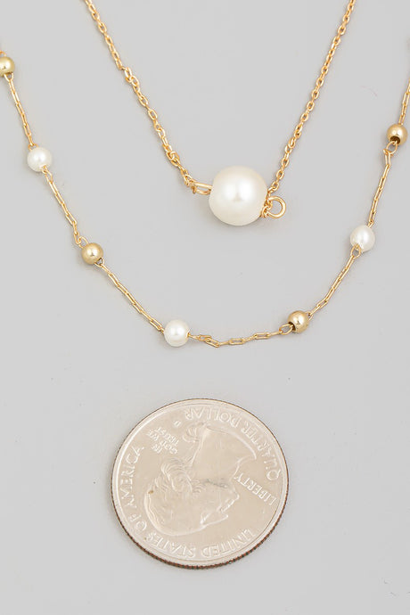 Pearly Beaded Dainty Chain Necklace