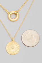 Evil Eye Coin Disc Pendant Layered Necklace