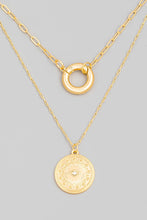 Evil Eye Coin Disc Pendant Layered Necklace