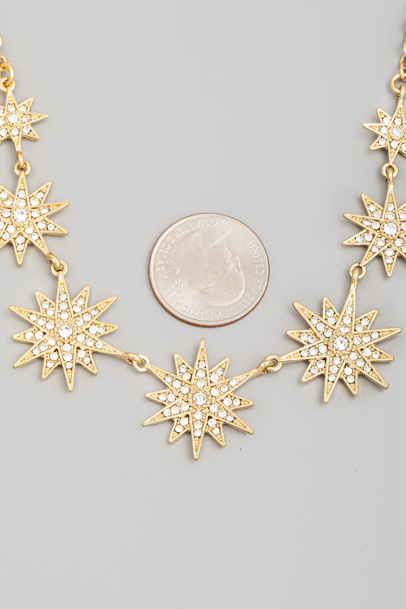 Pave North Star Station Necklace