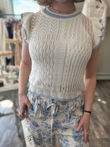 Knit tank with flutter sleeves