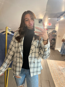 Single Breast Plaid Blazer