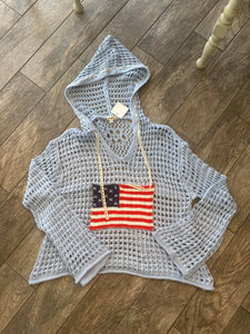 American Dream Crochet Top  Blue
