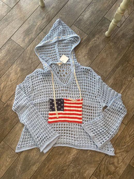 American Dream Crochet Top  Blue