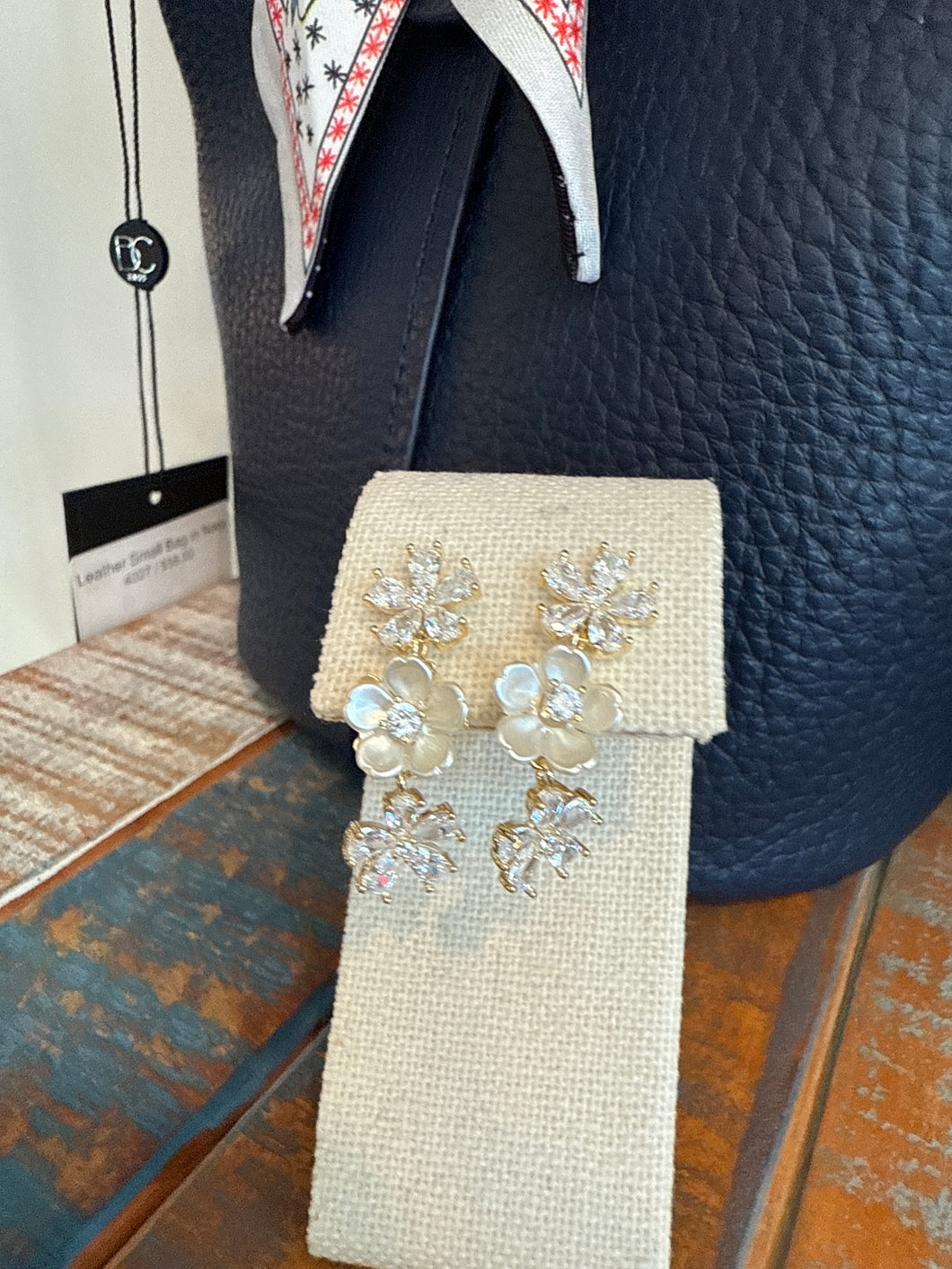 FLOWER ENEMEL AND CZ EARRINGS