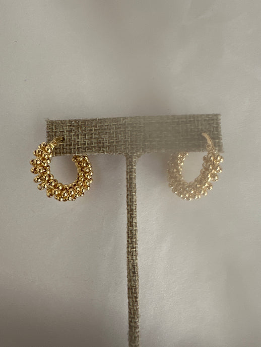 18K GF BEADED CLUSTER HOOPS