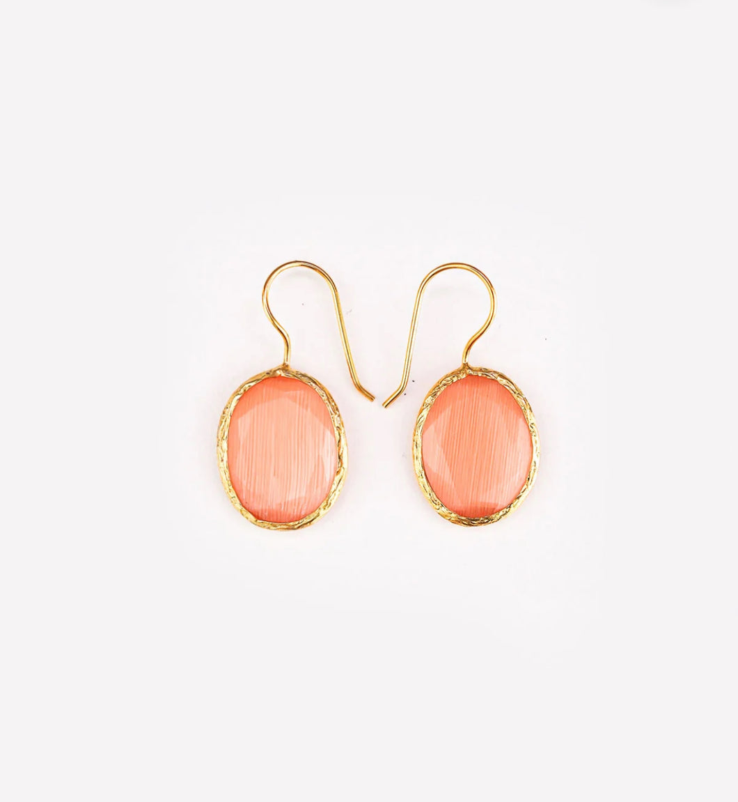 ELANIA EARRING (CAT EYE STONE PEACH)