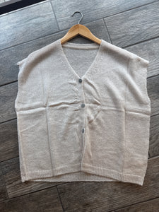 Biege Sleeveless Cardigan