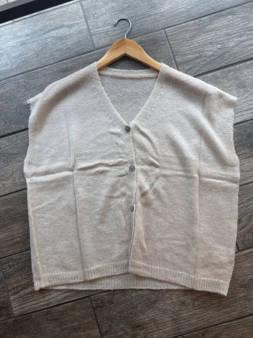 Biege Sleeveless Cardigan