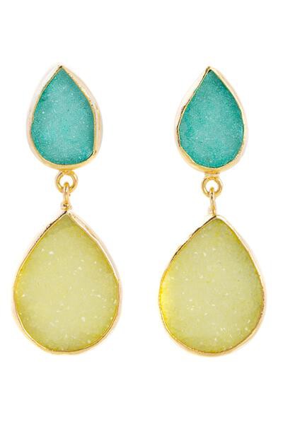 Druzy Pear Dangle Earrings
