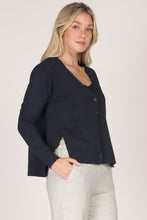 Notched collar button-up cardigan