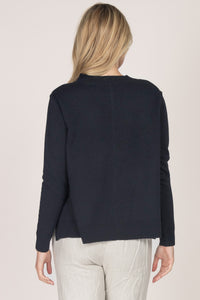 Notched collar button-up cardigan