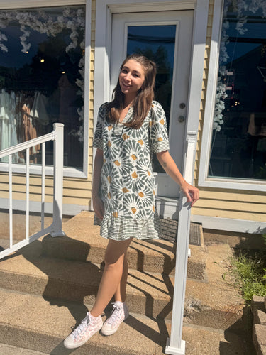 Half Sleeve V Neck Mini Dress