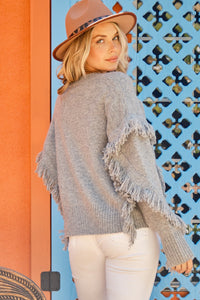 Cable Knit Sweater Pullover Top in Grey