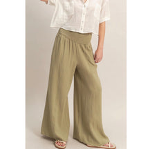 Gauze Wide Leg Pants in Lt. Olive