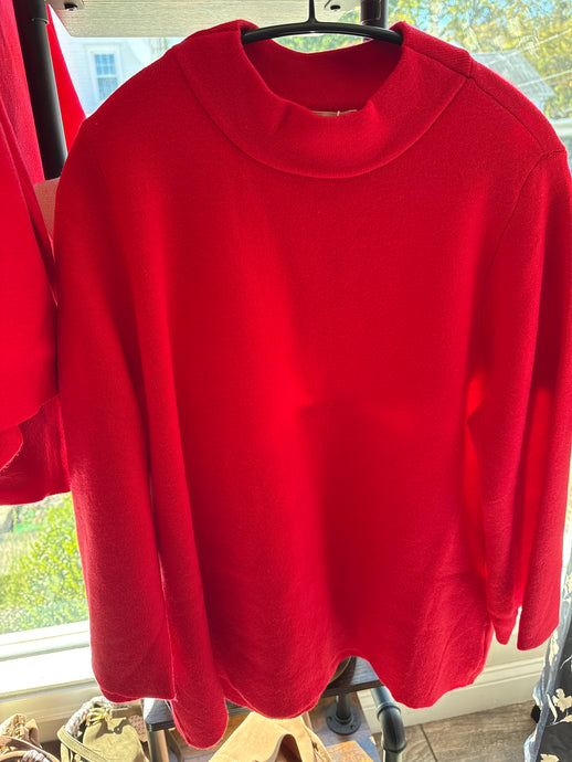 MOCK NECK RED SWEATER