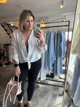 Tye Knot Linen Top- White
