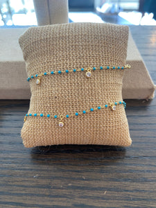 Turquoise Beaded Gold Bracelet