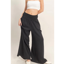 Gauze wide Leg Pant in black
