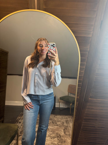 Pin Stripe Dolman Sleeve Top