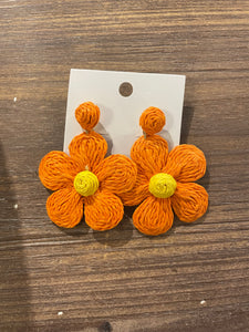 Orange Flower Earrings