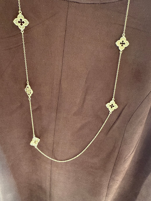 CLOVE AND CZ LONG NECKLACE