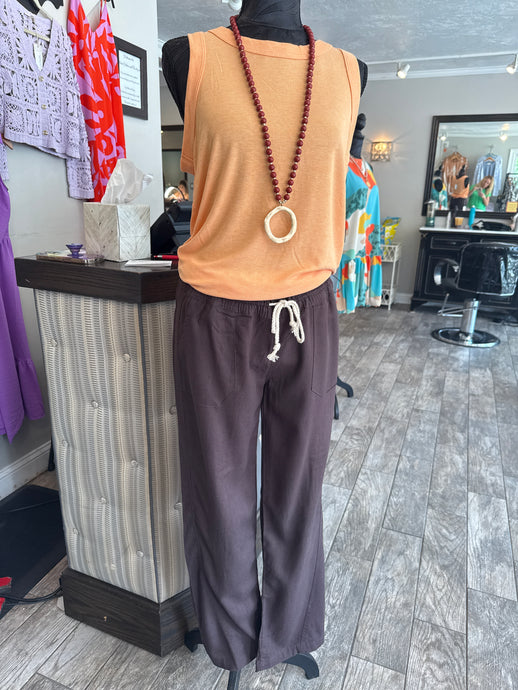 Alex Linen Pant in Brown