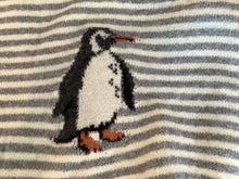 Grey striped sweater with penguin