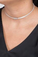 Metallic Taupe Leather Choker with crystal