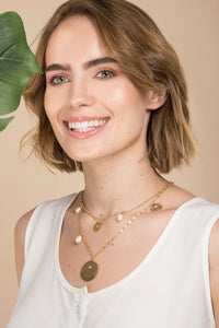 Two Layered Pearl Medallion Pendant Necklace