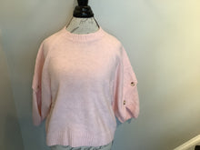 Cropped sweater button detail-pink
