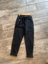 Front Zipper Black Joggers