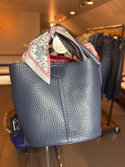 Leather Small Bag in Navy