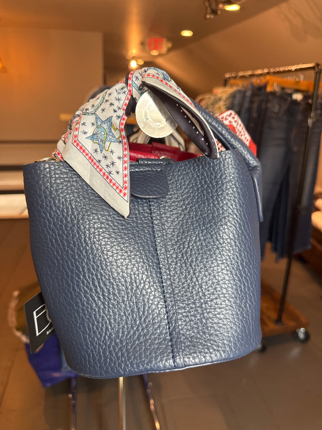 Leather Small Bag in Navy