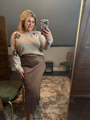 Flowy Midi Skirt (Brown)