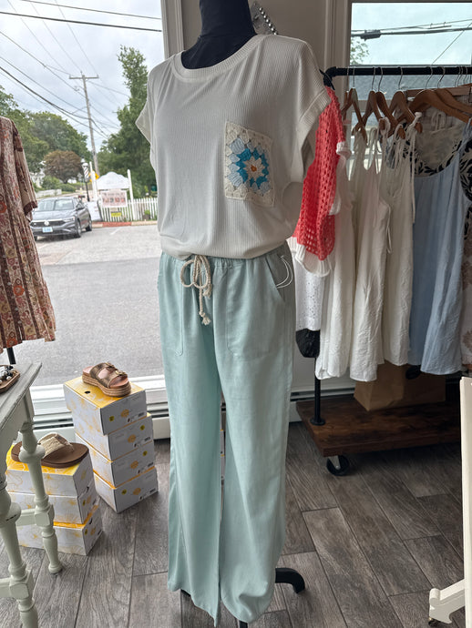 Alex Linen Pant in Frost Mint
