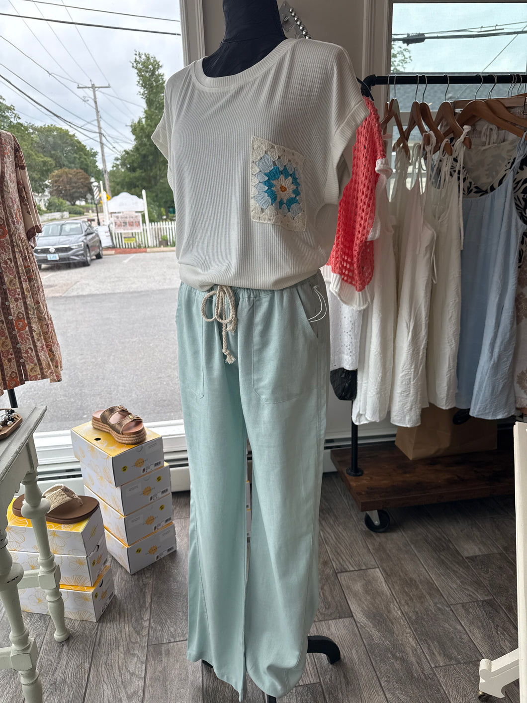 Alex Linen Pant in Frost Mint