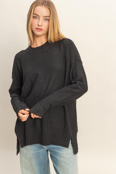 LONG KNIT BLACK SWEATER
