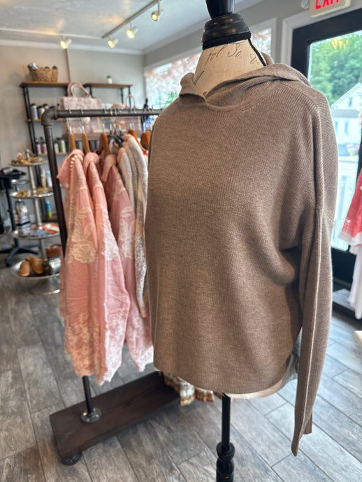 Ribbed Knit Hoodie Sweater