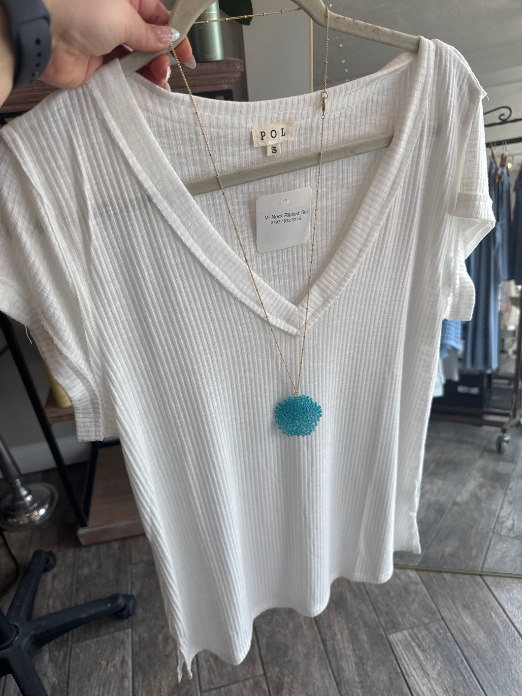 V- Neck Ribbed Tee