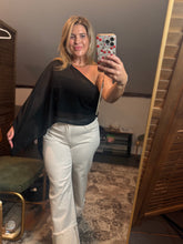 asymmetric chiffon cape top