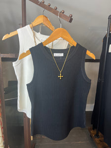 Sleeveless Ribbed Sweater in Black