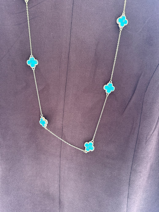TURQUOISE CLOVE LONG NECKLACE