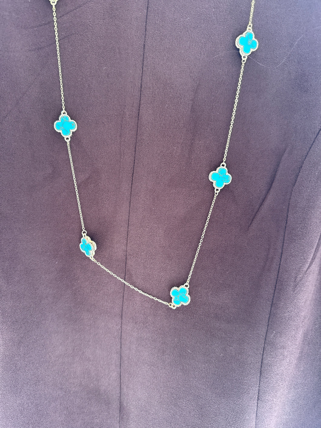 TURQUOISE CLOVE LONG NECKLACE