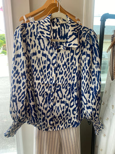 Blue and White Leopard Shirt