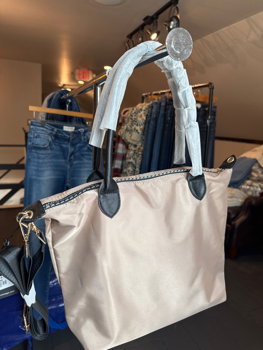 Nylon Crossbody Bag in Beige