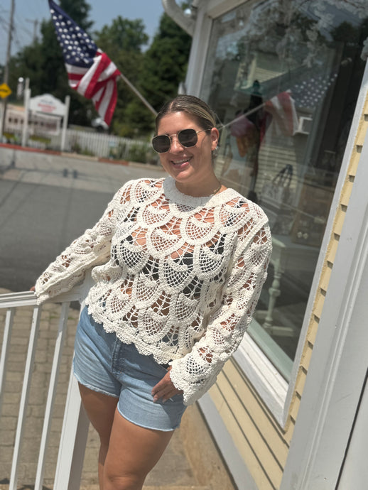 Ivory Mod Crochet Sweater