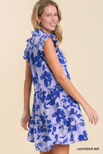 Lavender-Floral Print Collar Tiered Dress